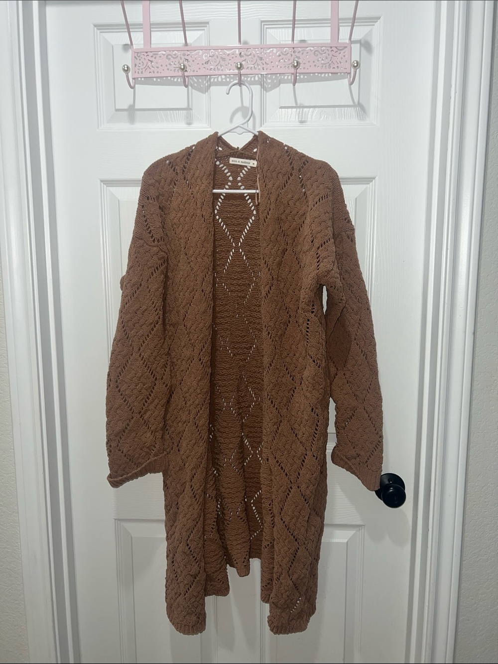 moon & madison Open-Front Knit Cardigan - Brown